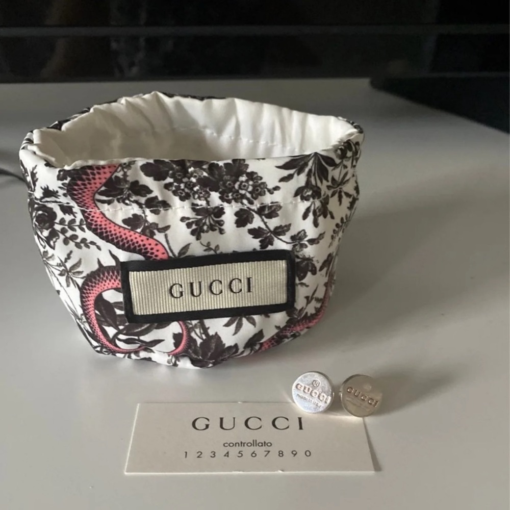 Gucci sterling sliver round stud earrings